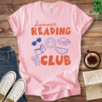 T-Shirt Pink / S Retro Doodle Summer Book Club T-Shirt