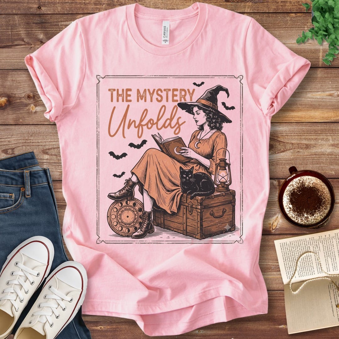 T-Shirt Pink / S The Mystery Unfolds Halloween Witch T-Shirt