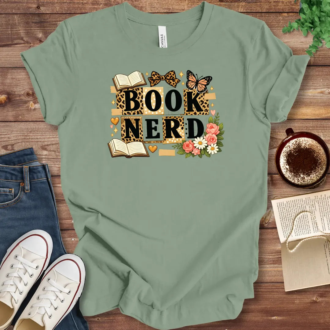 T-Shirt Sage / S Book Nerd Scrapbook Shirt