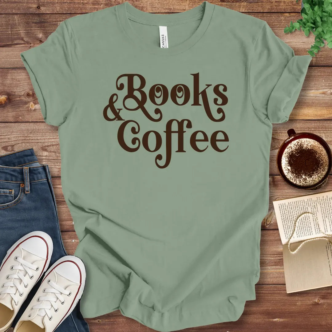 T-Shirt Sage / S Books and Coffee T-Shirt