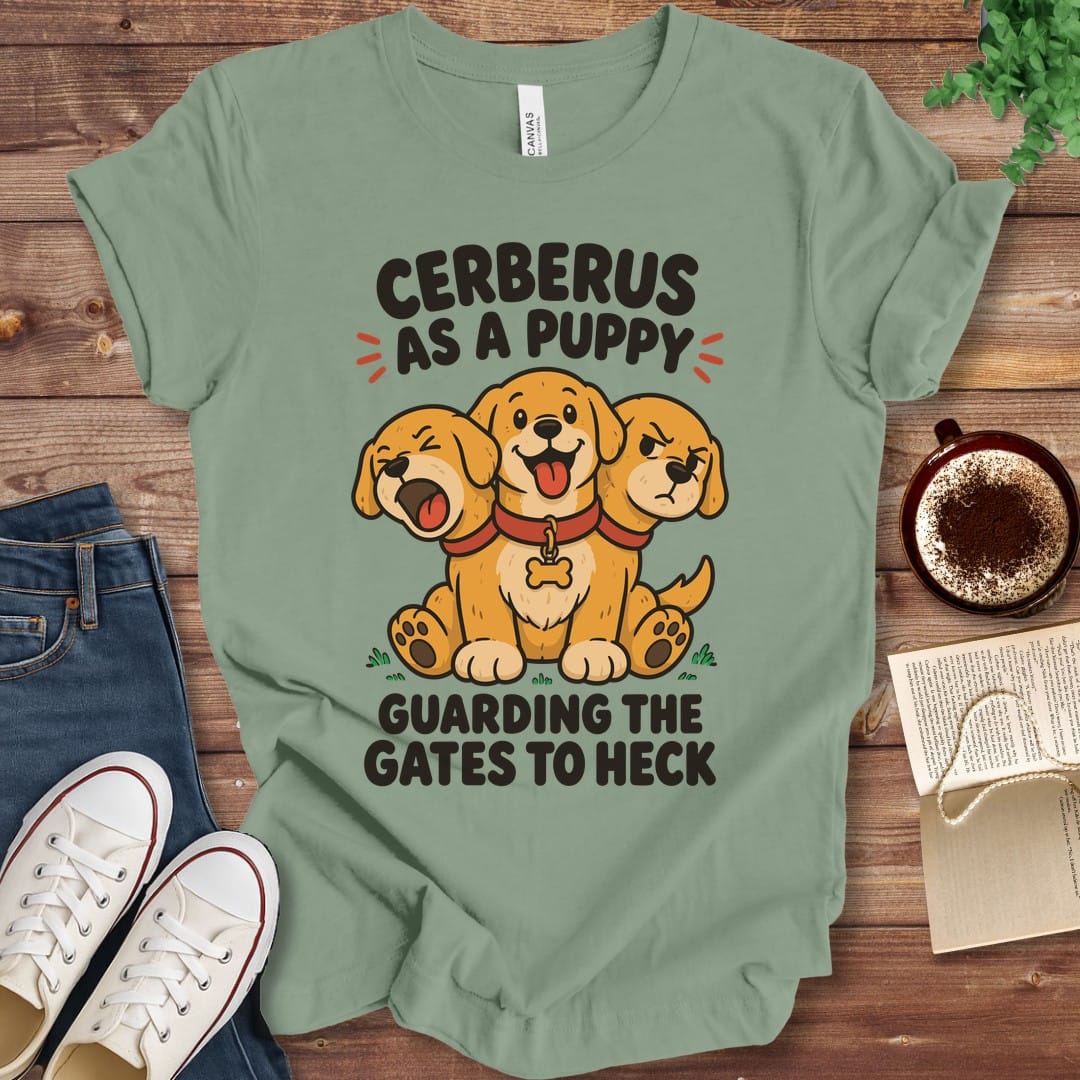 T-Shirt Sage / S Cerberus as a Puppy Guarding the Gates to Heck T-Shirt