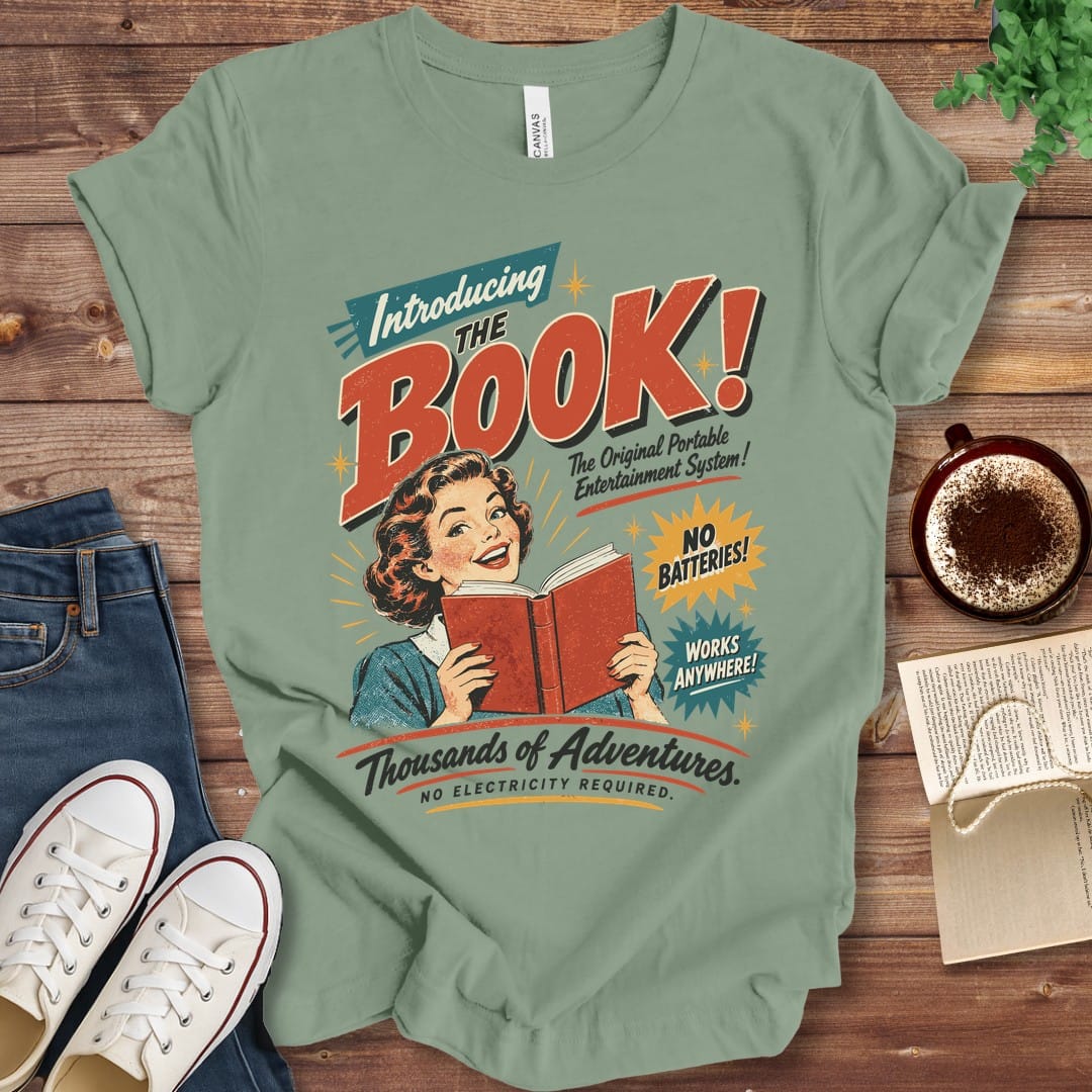 T-Shirt Sage / S Funny Retro Book Ad T-Shirt