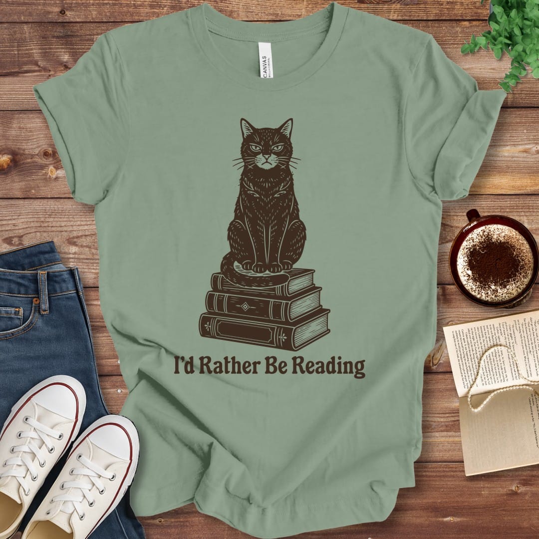 T-Shirt Sage / S I'd Rather Be Reading Cat T-Shirt