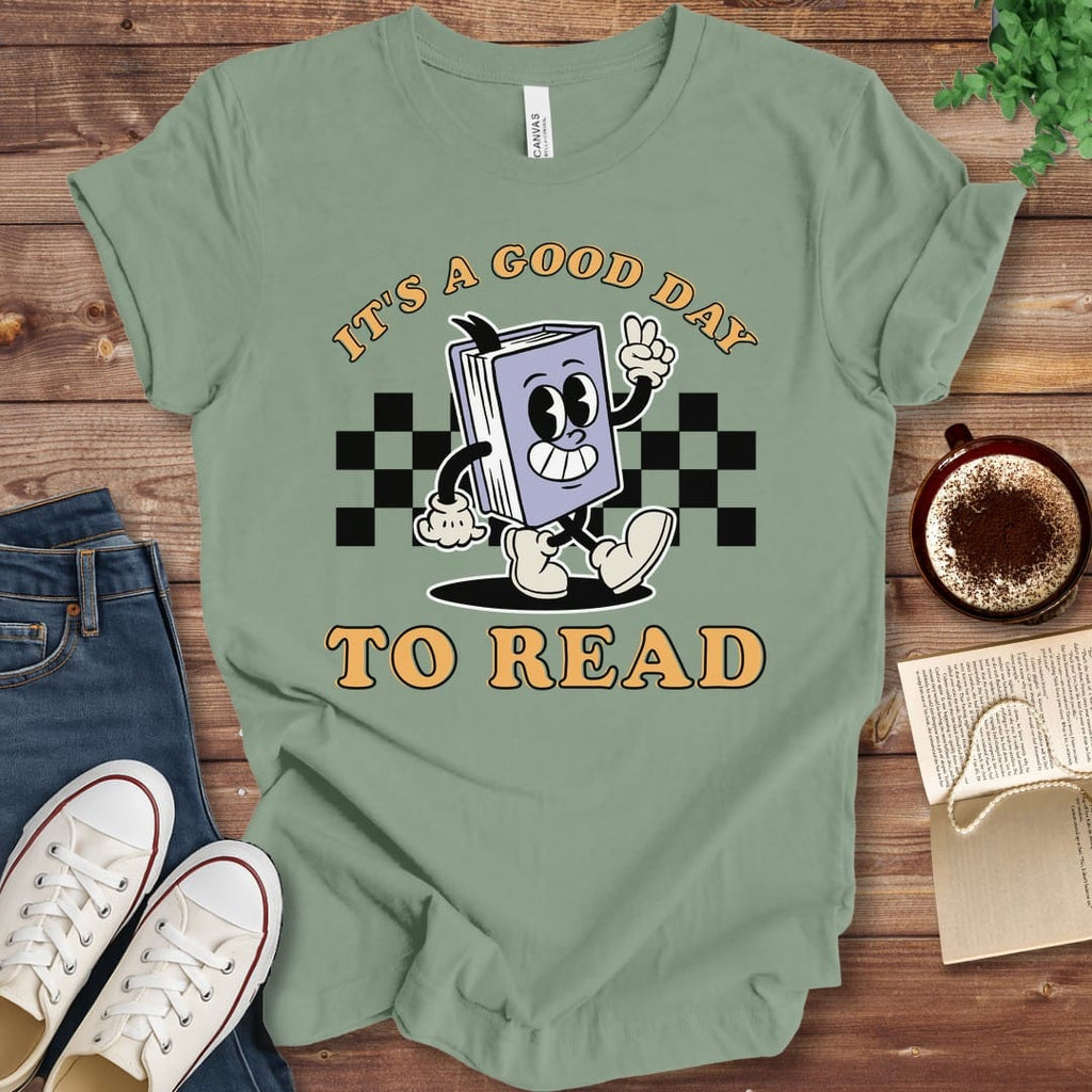 T-Shirt Sage / S It's a Good Day to Read Groovy T-Shirt