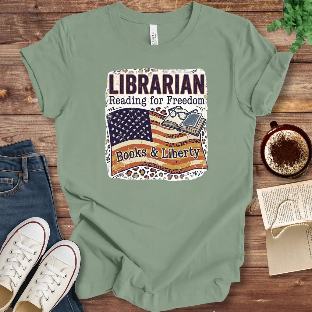 T-Shirt Sage / S Librarian Patriotic T-Shirt