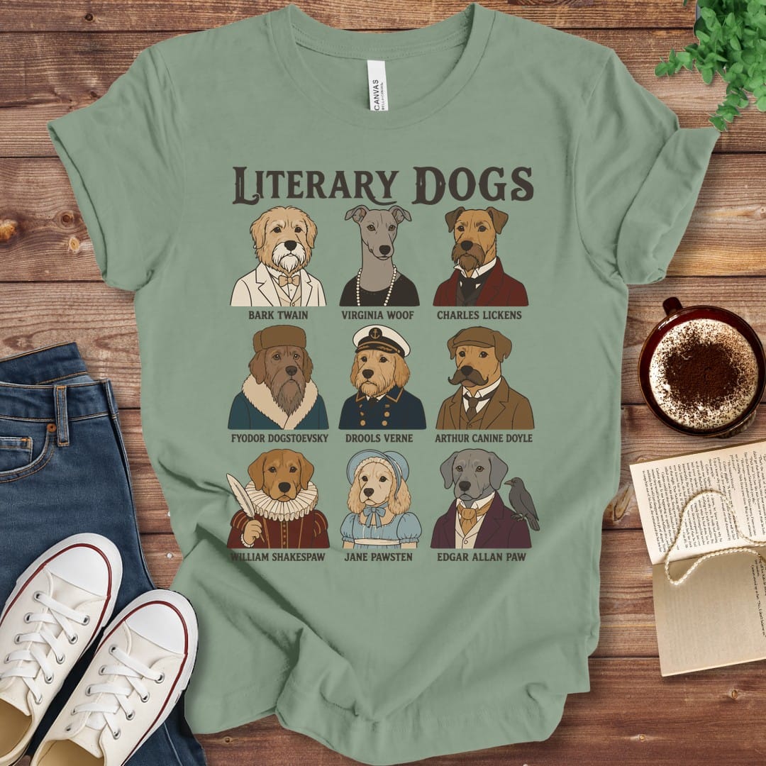 T-Shirt Sage / S Literary Dogs T-Shirt