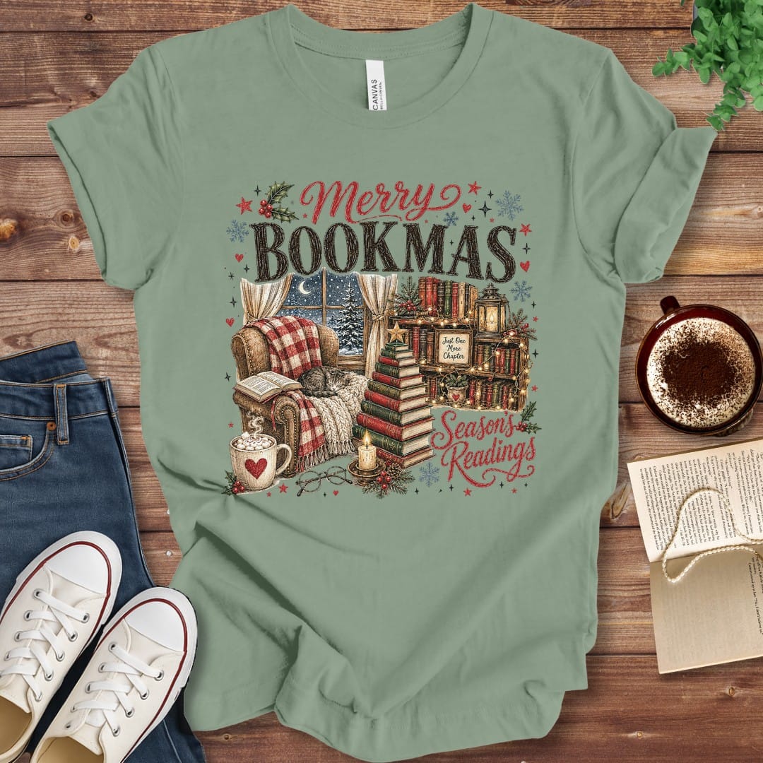T-Shirt Sage / S Merry Bookmas T-Shirt