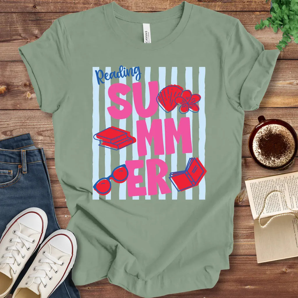 T-Shirt Sage / S Reading Summer Stripes T-Shirt