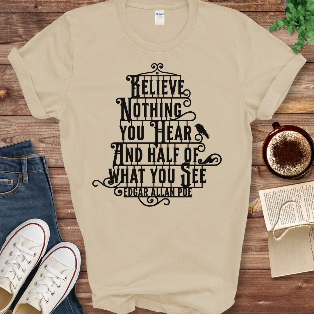 Printful T-shirt Sand / S Edgar Allan Poe T-Shirt with Quote