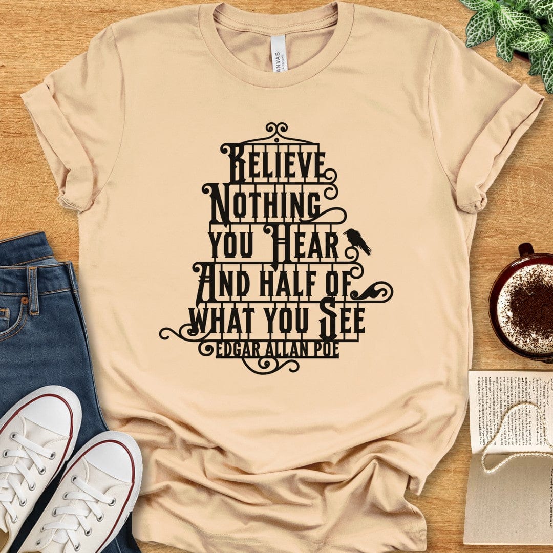 T-Shirt Soft Cream / S Edgar Allan Poe T-Shirt with Quote