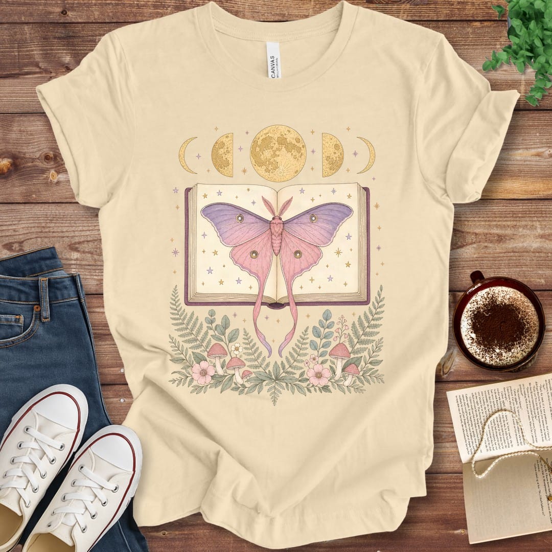 T-Shirt Soft Cream / S Luna Moth Moon Phases T-Shirt
