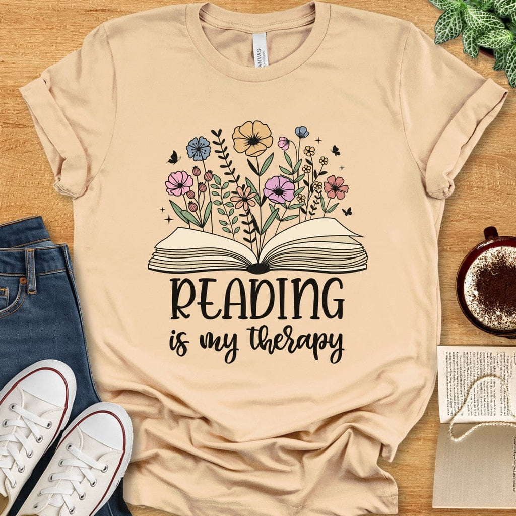 T-Shirt Soft Cream / S Reading Is My Therapy Shirt