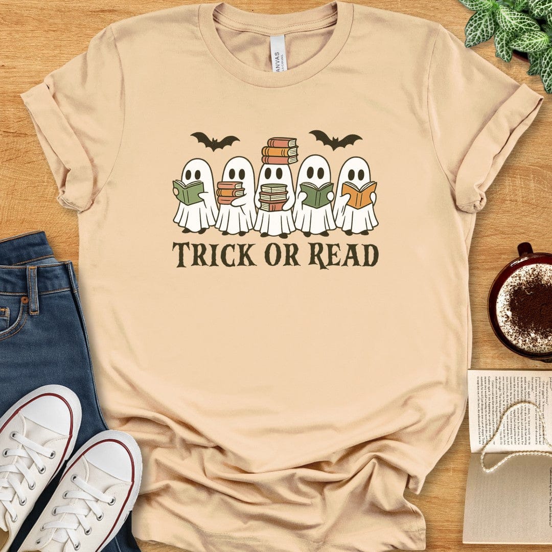 T-Shirt Soft Cream / S Trick or Read Halloween Shirt