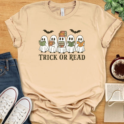 T-Shirt Soft Cream / S Trick or Read Halloween Shirt