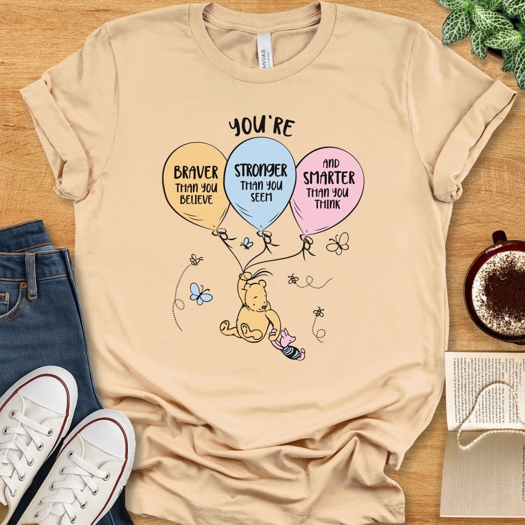 T-Shirt Soft Cream / S Winnie the Pooh Braver Stronger Smarter Shirt