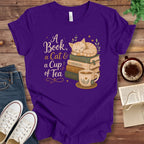 T-Shirt Team Purple / S A Book a Cat and a Cup of Tea T-Shirt