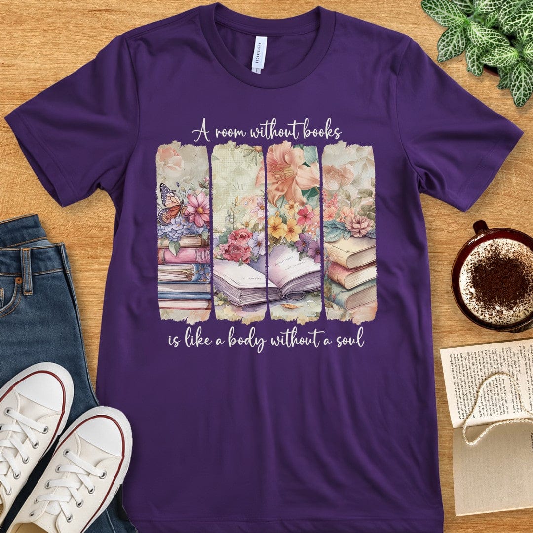T-Shirt Team Purple / S Book Lover Shirt – A Room Without Books Quote