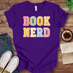 T-Shirt Team Purple / S Book Nerd Faux Patchwork T-Shirt