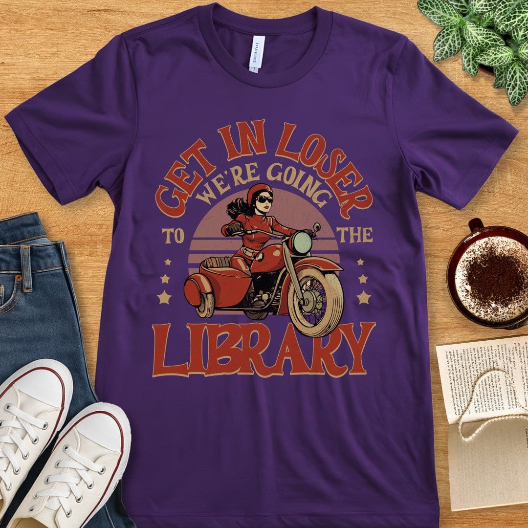 T-Shirt Team Purple / S Funny Library Shirt - Get In Loser