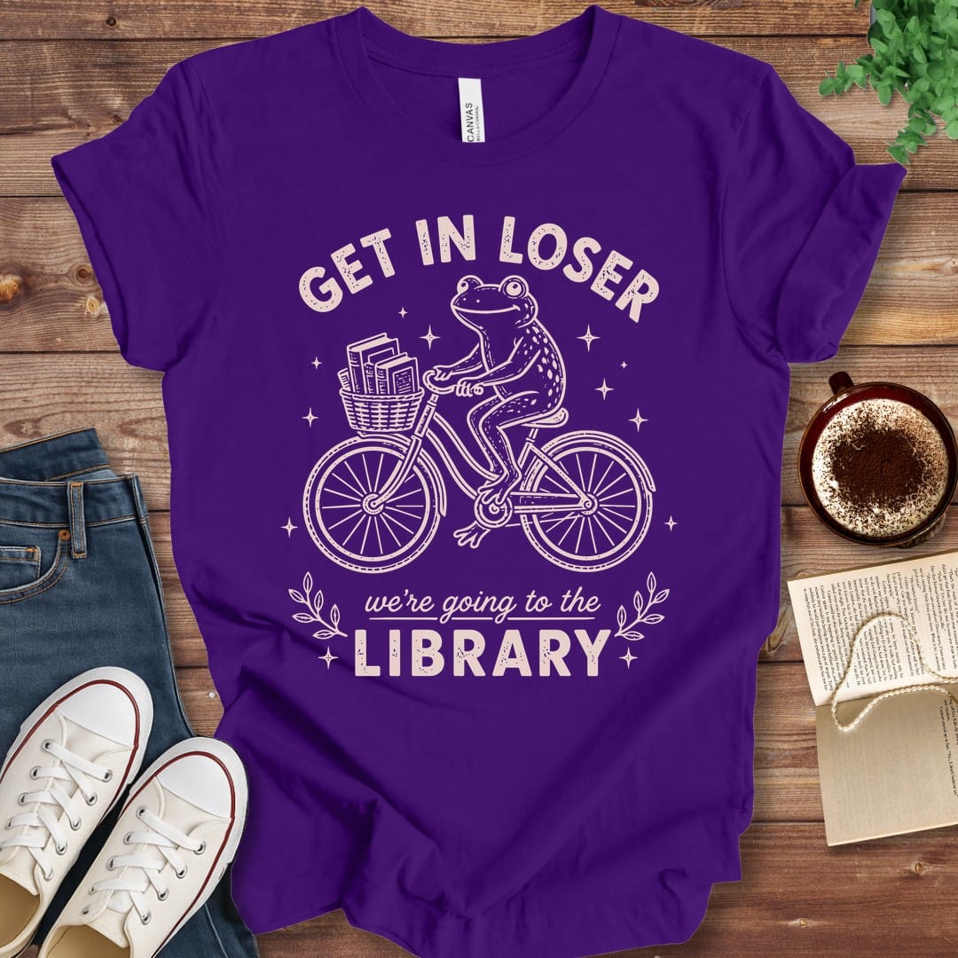 T-Shirt Team Purple / S Get In Loser We're Going to the Library Frog T-Shirt