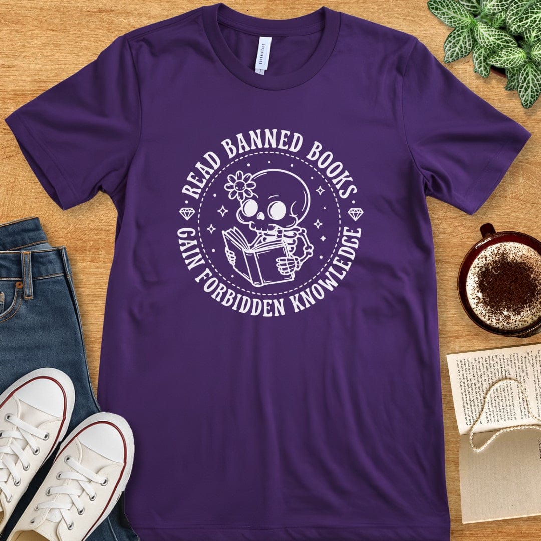 T-Shirt Team Purple / S Read Banned Books Skeleton Shirt