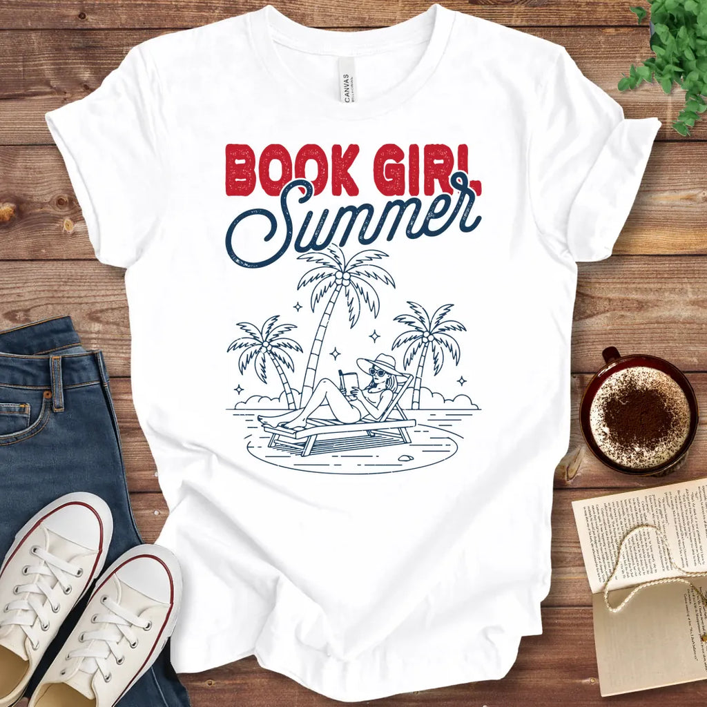 T-Shirt White / S Book Girl Summer T-Shirt