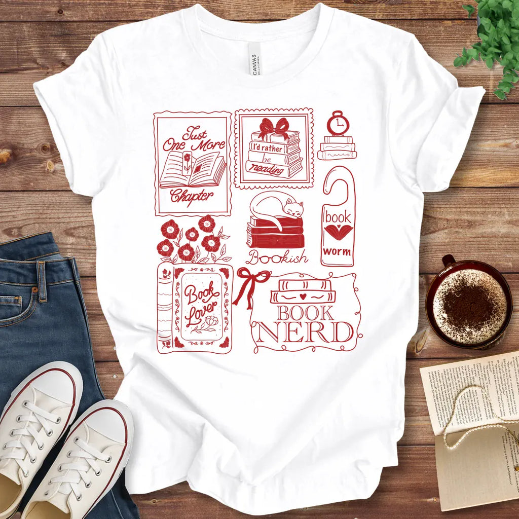 T-Shirt White / S Book Lover Stamps T-Shirt