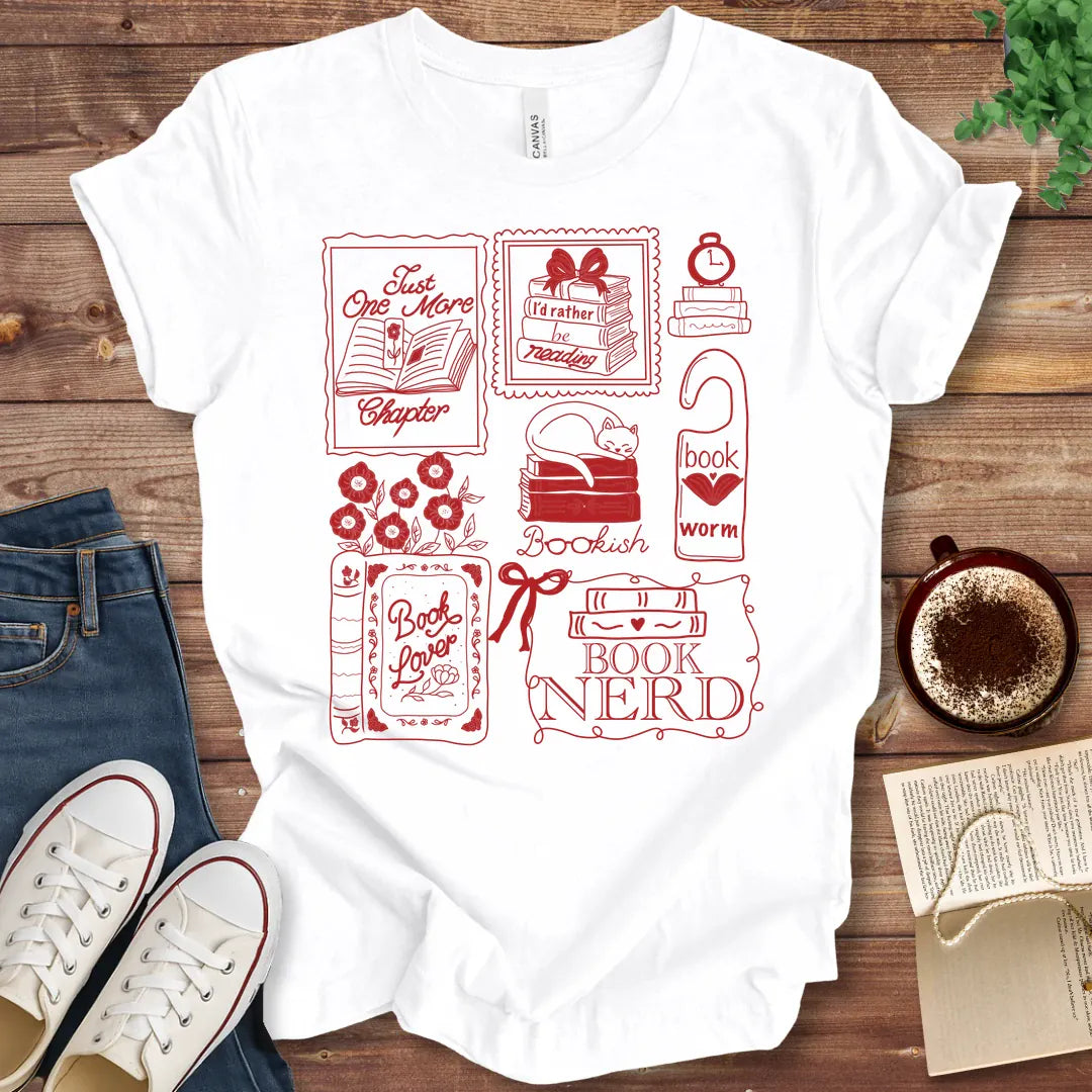 T-Shirt White / S Book Lover Stamps T-Shirt
