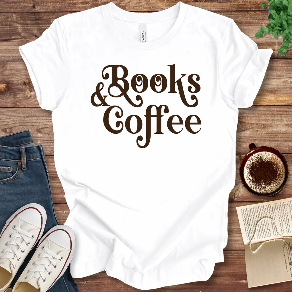 T-Shirt White / S Books and Coffee T-Shirt