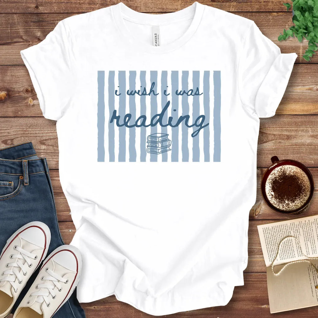 T-Shirt White / S I Wish I Was Reading Stripes T-Shirt