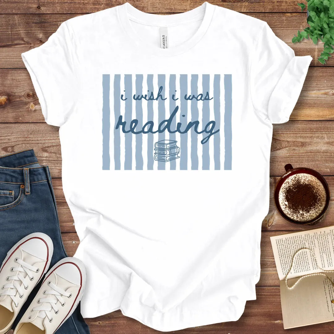 T-Shirt White / S I Wish I Was Reading Stripes T-Shirt
