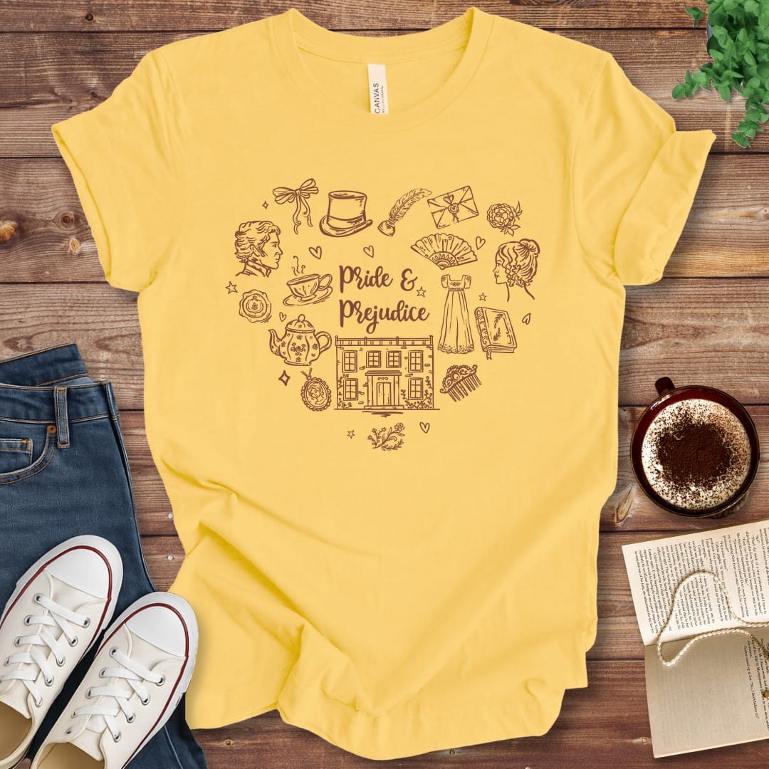 T-Shirt Yellow / S Pride and Prejudice Doodle T-Shirt